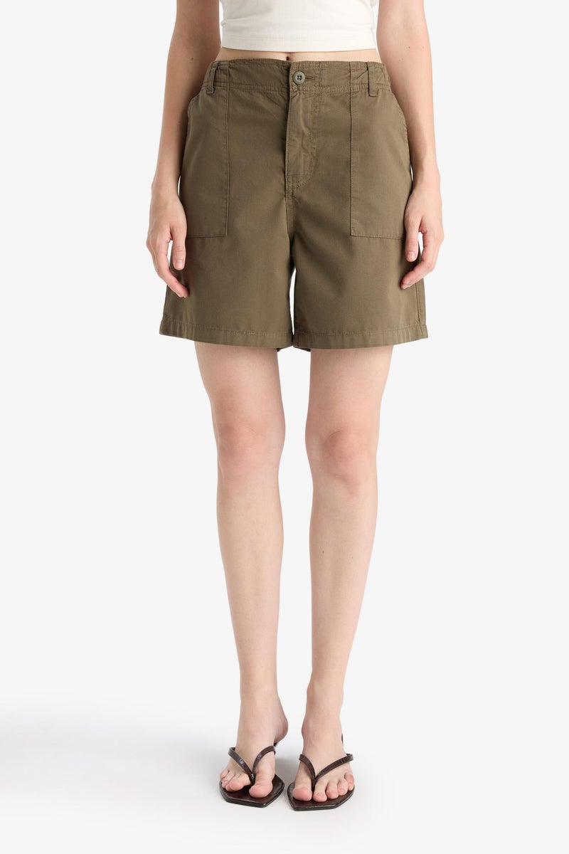 DeFacto Green Woman Gabardine Normal Waist Short Leg Shorts Casual - Image 5